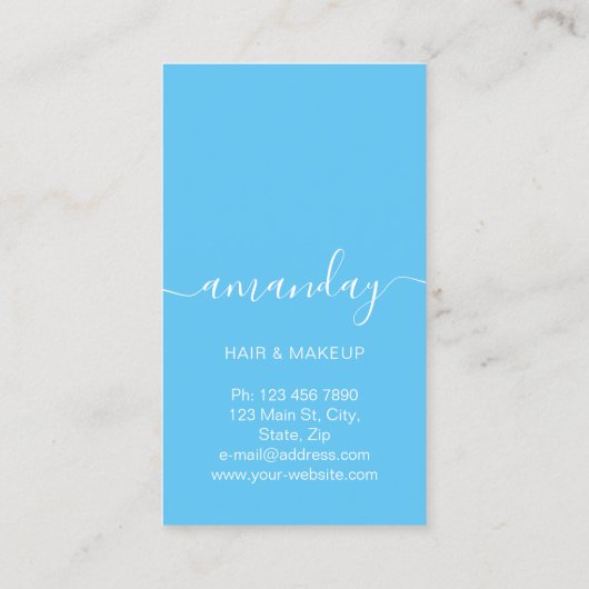 ゴールデンロゴヘアードレスメイクアップアーティストブルー 名刺 (裏面)