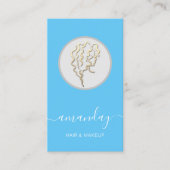 ゴールデンロゴヘアードレスメイクアップアーティストブルー 名刺 (正面)