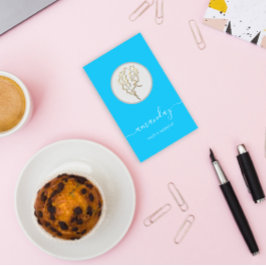 ゴールデンロゴヘアードレスメイクアップアーティストブルー 名刺