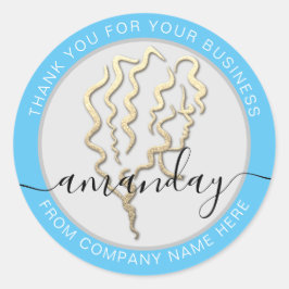 ゴールデンロゴ名ブルーヘアドレッサーサンキュービシャーン ラウンドシール