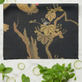 ゴールデンロスターバード日本のクラシックアンティーク キッチンタオル (折り畳み)