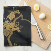 ゴールデンロスターバード日本のクラシックアンティーク キッチンタオル (四つ折り)