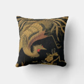 ゴールデンロスターバード日本のクラシックアンティーク クッション (裏面)