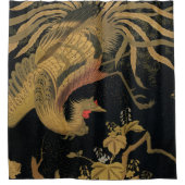 ゴールデンロスターバード日本のクラシックアンティーク シャワーカーテン (正面)