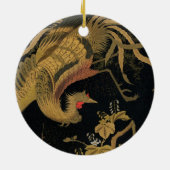 ゴールデンロスターバード日本のクラシックアンティーク セラミックオーナメント (裏面)