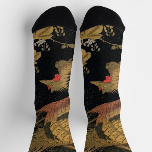 ゴールデンロスターバード日本のクラシックアンティーク ソックス (上部)