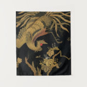 ゴールデンロスターバード日本のクラシックアンティーク タペストリー (正面)