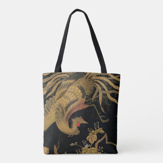 ゴールデンロスターバード日本のクラシックアンティーク トートバッグ (裏面)