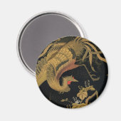 ゴールデンロスターバード日本のクラシックアンティーク マグネット (正面/裏面)