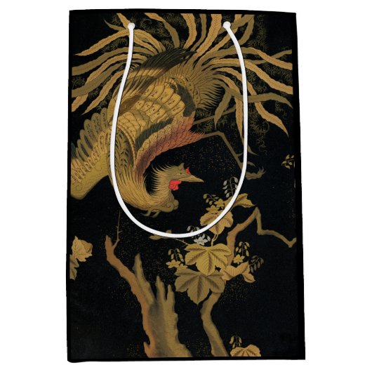 ゴールデンロスターバード日本のクラシックアンティーク ミディアムペーパーバッグ (正面)