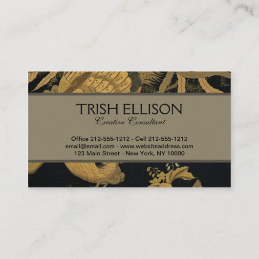 ゴールデンロスターバード日本のクラシックアンティーク 名刺 (裏面)