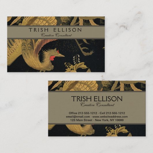 ゴールデンロスターバード日本のクラシックアンティーク 名刺 (正面/裏面)