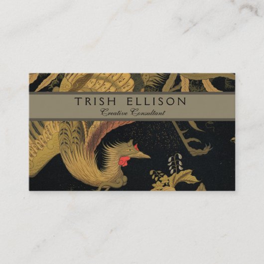ゴールデンロスターバード日本のクラシックアンティーク 名刺 (正面)