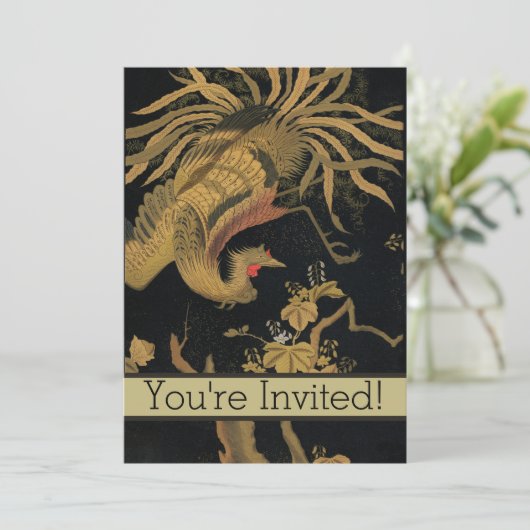 ゴールデンロスターバード日本のクラシックアンティーク 招待状 (スタンド正面)