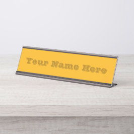ゴールデンロッドイエローオータム秋無地のカラー デスクネームプレート