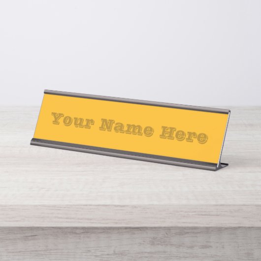 ゴールデンロッドイエローオータム秋無地のカラー デスクネームプレート (正面)