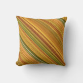 ゴールデンロッドグリーン、イエロー、オレンジストライプ色 クッション (正面)