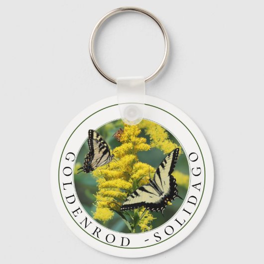 ゴールデンロッドソリダゴアンドタイガーアゲハチョウバタフライ キーホルダー (正面)