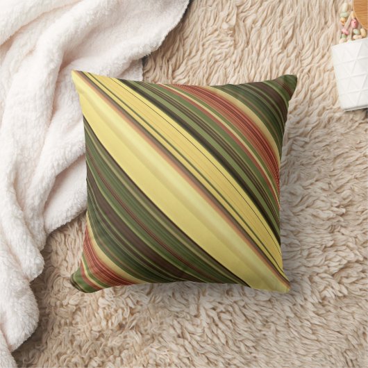 ゴールデンロッドフィールズイエローアンドグリーンストライプ クッション (ブランケット)