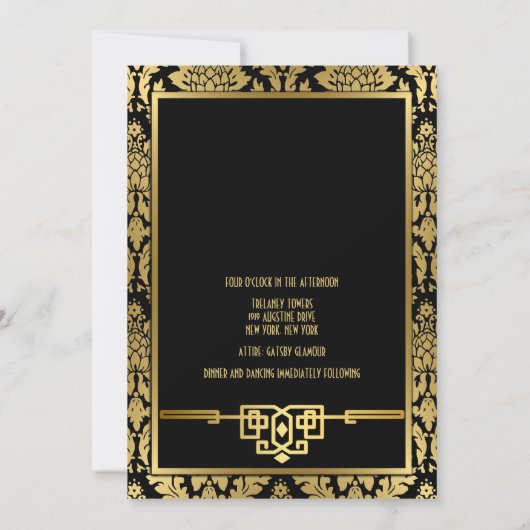 ゴールデンロマンス1920sアールデコ結婚式招待状 招待状 (裏面)