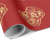 ゴールデンロースター年2017赤W紙 ラッピングペーパー (ロールコーナー)