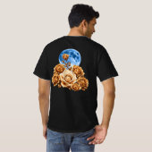 ゴールデンローズと青い満月　天体美学 Tシャツ (裏面フル)