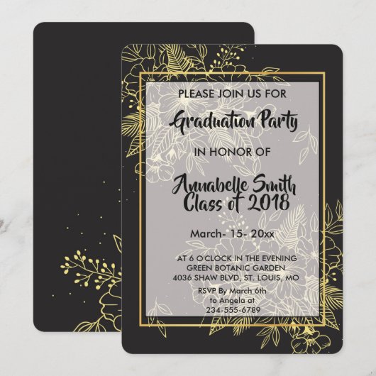 ゴールデンローズの卒業式 招待状 (正面/裏面)