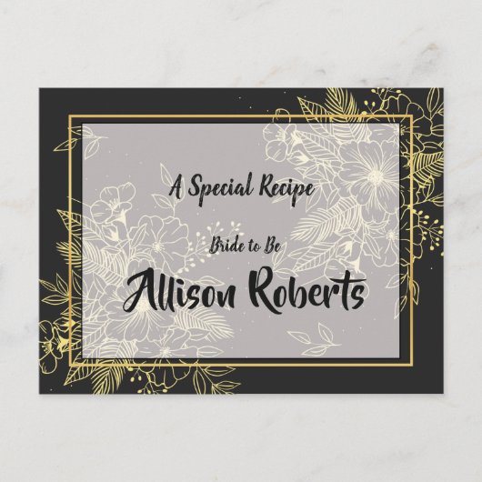 ゴールデンローズの花嫁のシャワー レシピ ポストカード (正面)