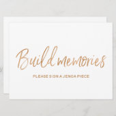 ゴールデンローズウェディング　「記憶を築く」　ジェンガサイン 招待状 (正面/裏面)