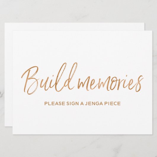 ゴールデンローズウェディング 「記憶を築く」 ジェンガサイン 招待状 (正面/裏面)