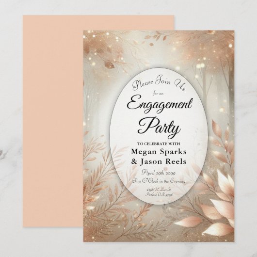 ゴールデンローズウッドエンチャントフォレスト婚約パーティ 招待状 (正面/裏面)