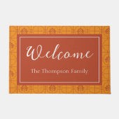 ゴールデンロータスグリッドパターン – ホワイトロータス ドアマット (正面)