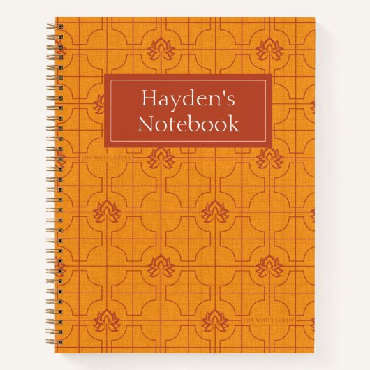 ゴールデンロータスグリッドパターン – ホワイトロータス ノートブック (正面)