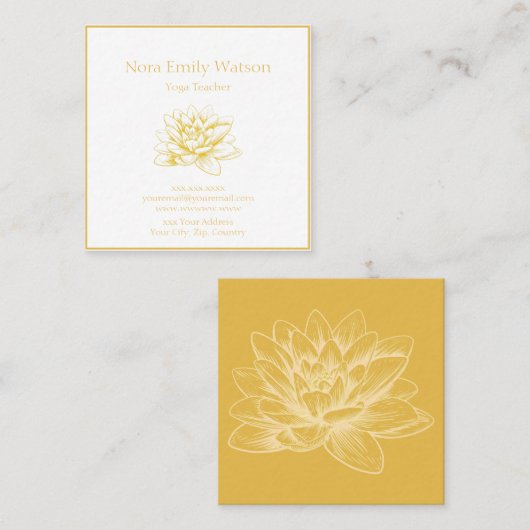 ゴールデンロータスフラワービジネスカード スクエア名刺 (正面/裏面)