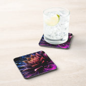 ゴールデンロータス輝き – 抽象芸術神秘的デザイン コースター (右側)