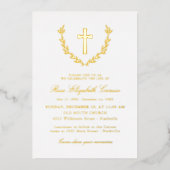 ゴールデンローレルリースクロスお祝いオブライフ 箔招待状 (正面)