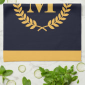 ゴールデンローレルリースモノグラム キッチンタオル (折り畳み)