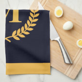 ゴールデンローレルリースモノグラム キッチンタオル (四つ折り)