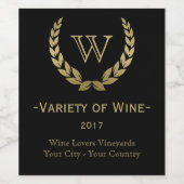 ゴールデンローレルリースモノグラム ワインラベル (シングルラベル)