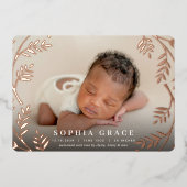 ゴールデンローレル |バラゴールドフォイル誕生発表 箔招待状 (正面)