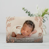 ゴールデンローレル |バラゴールドフォイル誕生発表 箔招待状 (立ち正面)