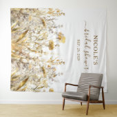 ゴールデンワイルドフラワーズ秋ブライダルシャワー背景 タペストリー (インサイチュ(横))