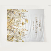 ゴールデンワイルドフラワーズ秋ブライダルシャワー背景 タペストリー (正面(横))