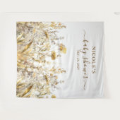 ゴールデンワイルドフラワーズ秋ベビーシャワー背景 タペストリー (正面(横))