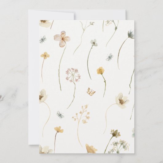 ゴールデンワイルドフラワーベビーシャワー招待状 招待状 (裏面)