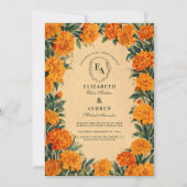 ゴールデンワイルドフラワー素朴秋の結婚式テーマ 招待状 (正面)