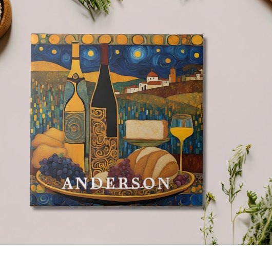 ゴールデンワイングラスの静物詩 タイル