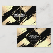 ゴールデンワイングラス |ブラシ金ゴールド 名刺 (正面/裏面)