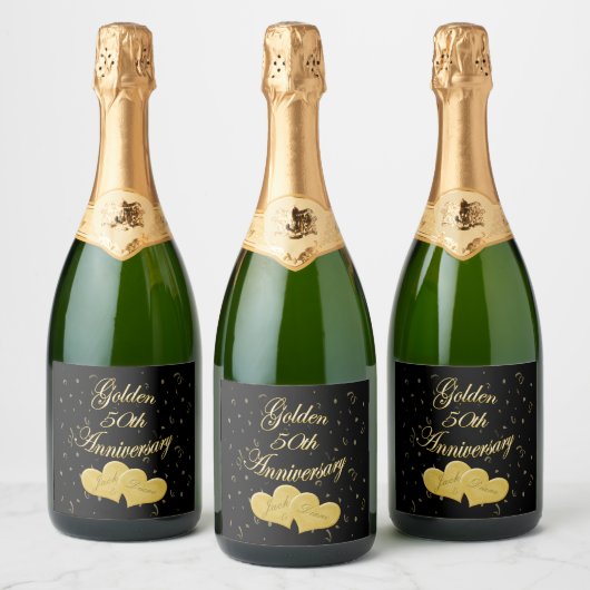 ゴールデンワインパーソナライズされたラベル50周年 スパークリングワインラベル (ボトル)