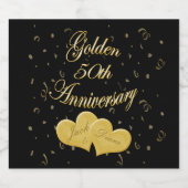 ゴールデンワインパーソナライズされたラベル50周年 スパークリングワインラベル (シングルラベル)